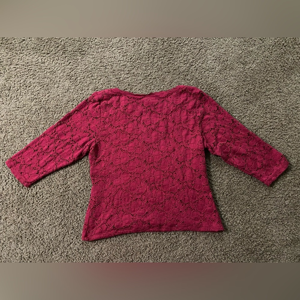 ☀️INC burgundy floral lace blouse size XL - Picture 5 of 5